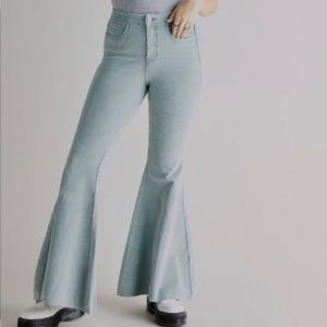 CRVY Free People fine wale corduroy jeans- seafoam blue